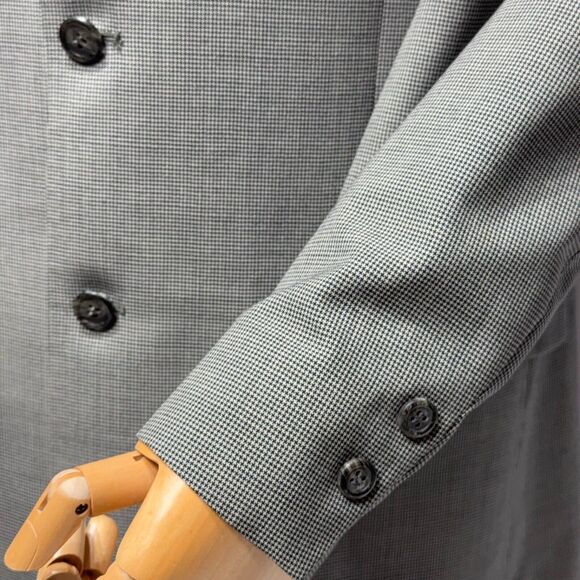 VTG 90s Brooks Brothers 3-Button Suit USA Gray Micro Houndstooth Wool Men’s 41L - Picture 4 of 16